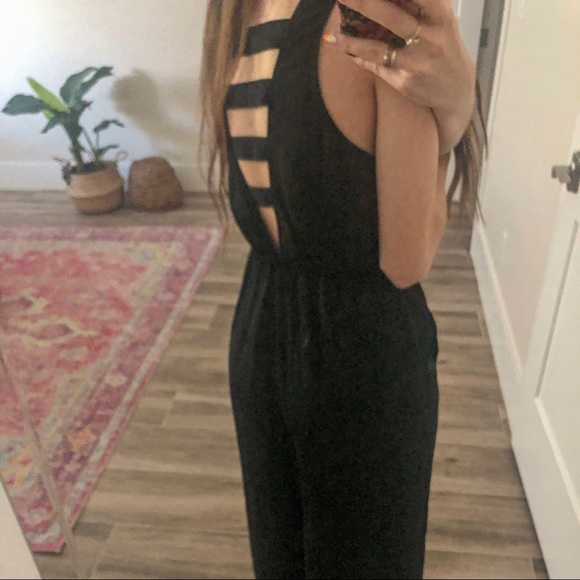 LAST CHANCE H&M SHEER CUTOUT BLACK JUMPSUIT - Picture 6 of 6